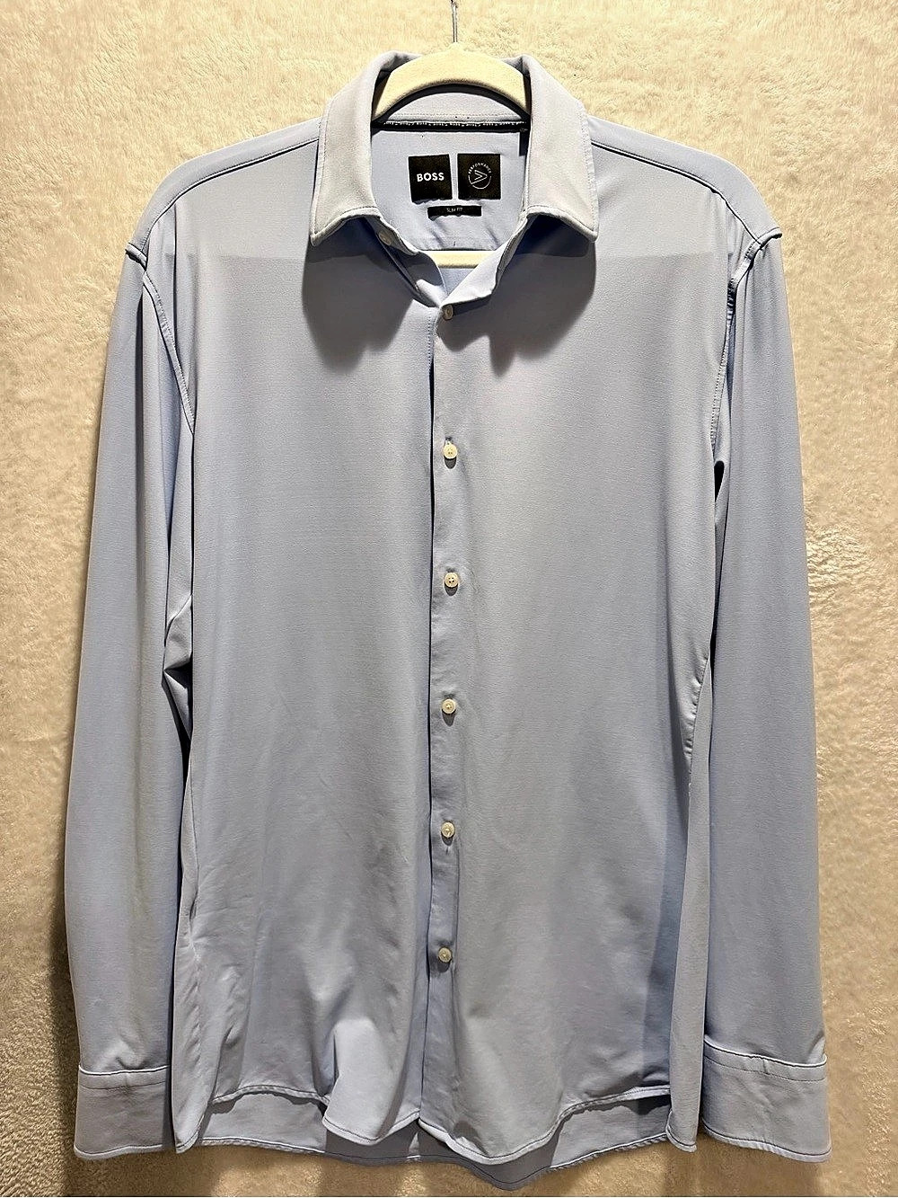 BOSS Performance Hank Slim Fit Stretch Dress Shirt Blue 15.5 39 M